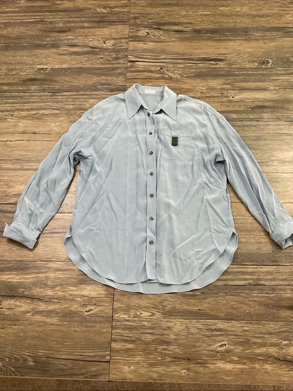 Brunello Cucinelli Silk Fluid Blouse Top Sz M